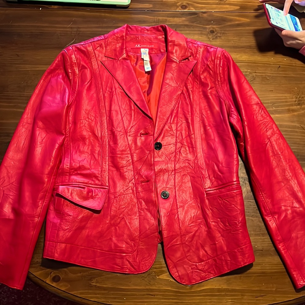 Red leather jacket
